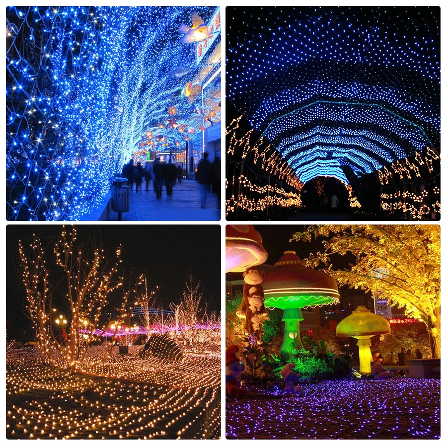 LED Net Mesh Fairy String Light 8 Modes Flashing With Memory Function Lighting For Wedding Party Backdrops Garden Tree Decro
