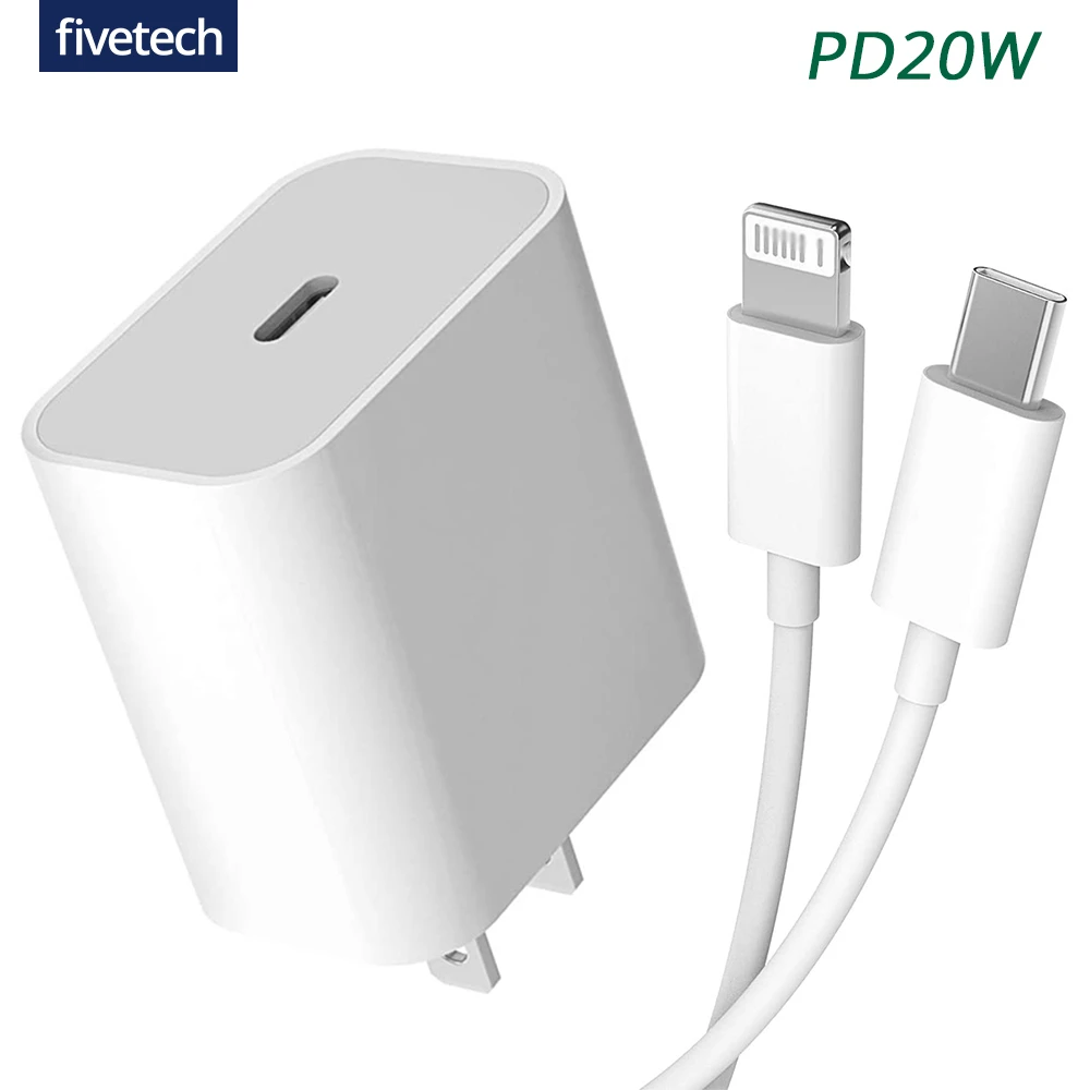 Fivetech USB C Cable for iPhone 12 Pro Max 11 XS XR X 8  20W PD Fast Charger for Macbook Pro EU US UK Plug USB Type C Data Cable charger 100w