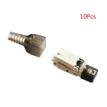 

10pcs/set Tool-Free Zinc Alloy Shielded RJ45 Cat 7 Terminal Plug Cat7 Connector P0RE