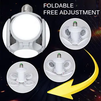 

E27 20W Garage Lamp Folding 5 Leaf Garage Work Lights Home Ceiling Fixture Deformable Lamp Household Light Bulb For Decor