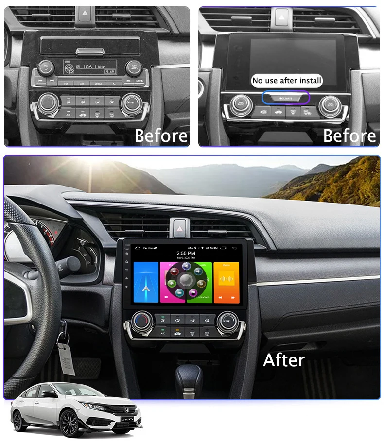 Автомагнитола 2 Din на Android 10 0 с GPS для Honda Civic 2016 мультимедийная лента радио