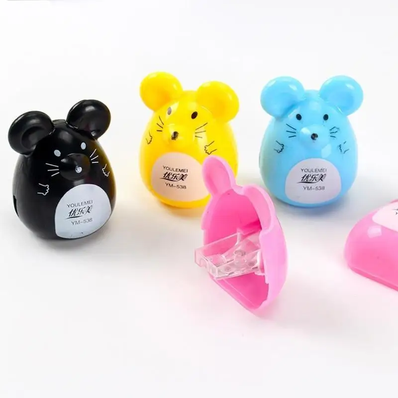 Новинка 2 шт. Милая Kawaii Милая пластиковая Мышь точилка для карандаша ручная креативная Канцтовары подарки для детские школьные принадлежности