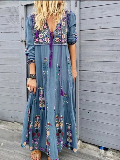 Beach Dresses Robe Plage Bathing Suit Cover Ups Cangue Swimsuit Dress Kaftan Summer Shopping New Leisure Pure Color Printed Neck - Цвет: Синий