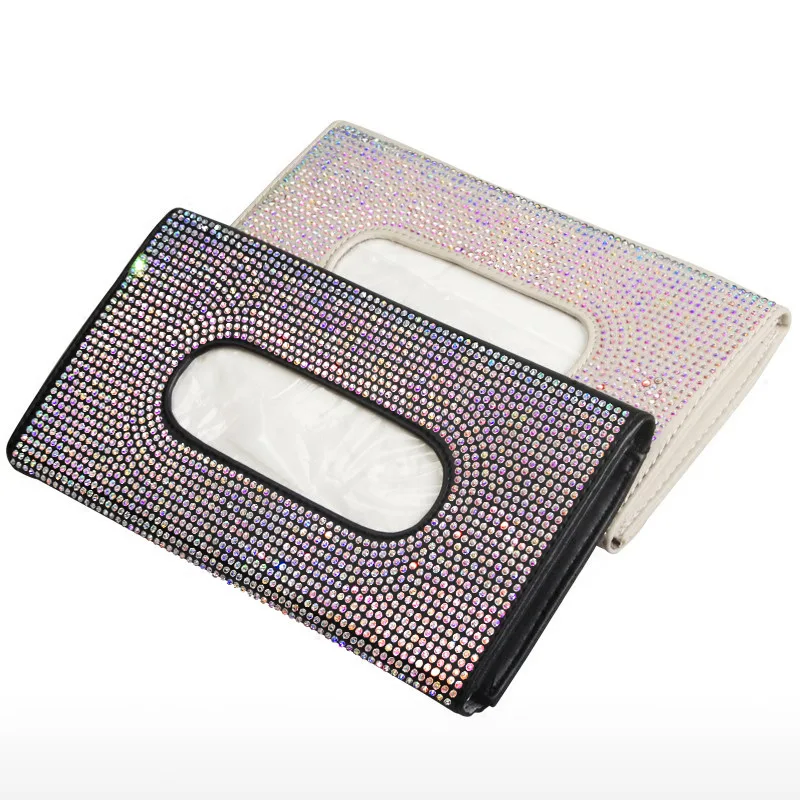 1 Pcs Car Rhinestone Tissue Box Holder High-end Luxury Sun Visor Multicolor Paper Box Bling Auto Interior Storage Car Acessories car interior accessories car tissue holder