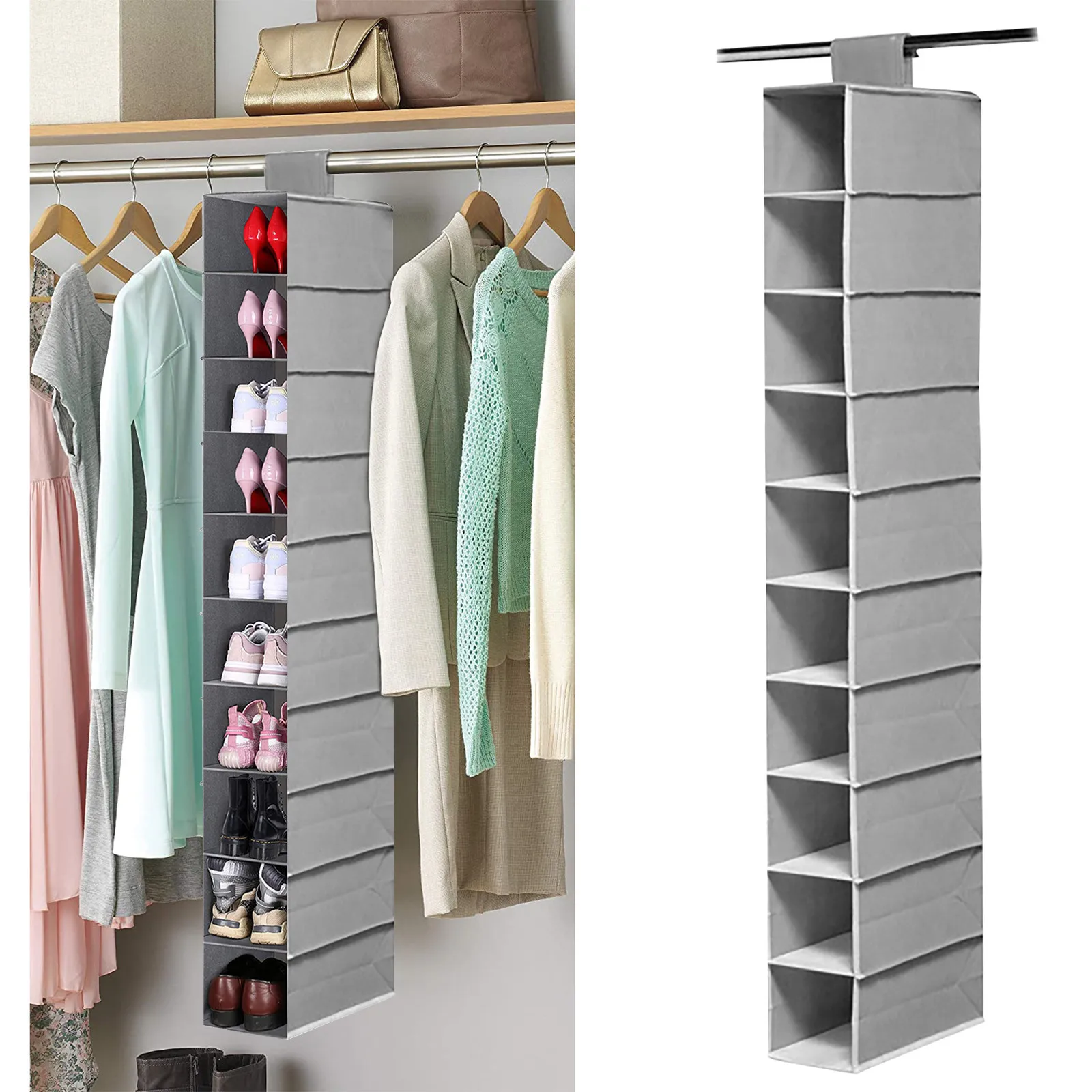 10 Layer Opknoping Tas Schoen Opberglade Doos Planken Rack Organizer  Kleding Garderobe Kast Deur Muur Clear Diverse Hanger Pouch|Hang  organisers| - AliExpress