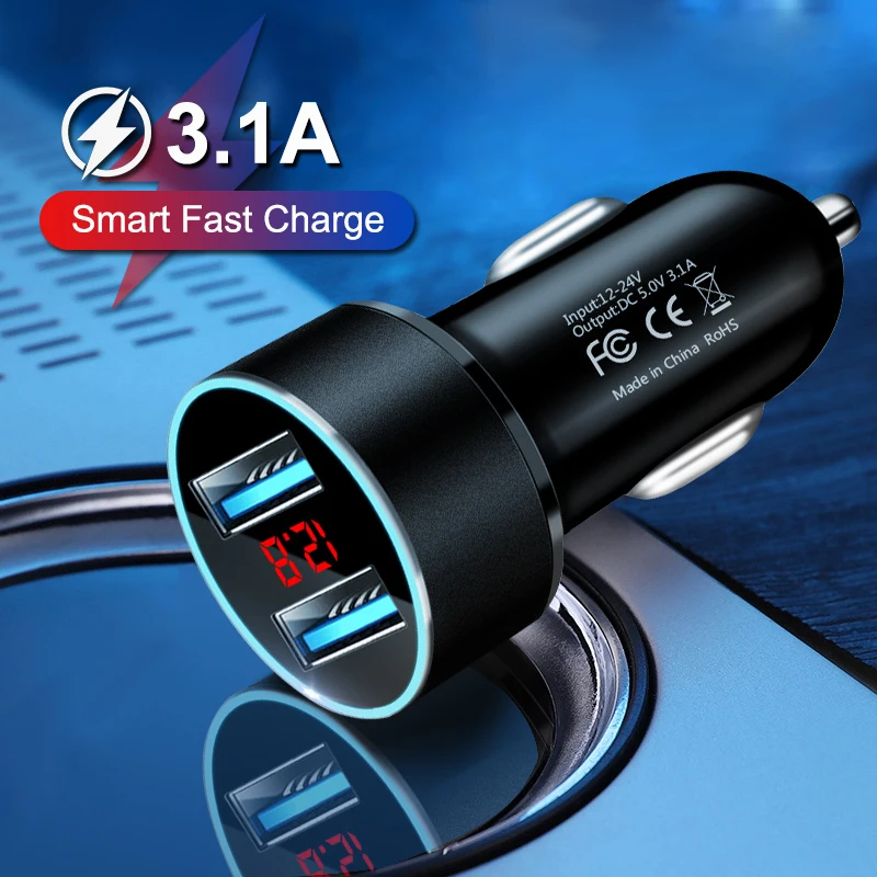 Автомобильное мини зарядное устройство с двумя USB портами 3 1 А|Зарядные
