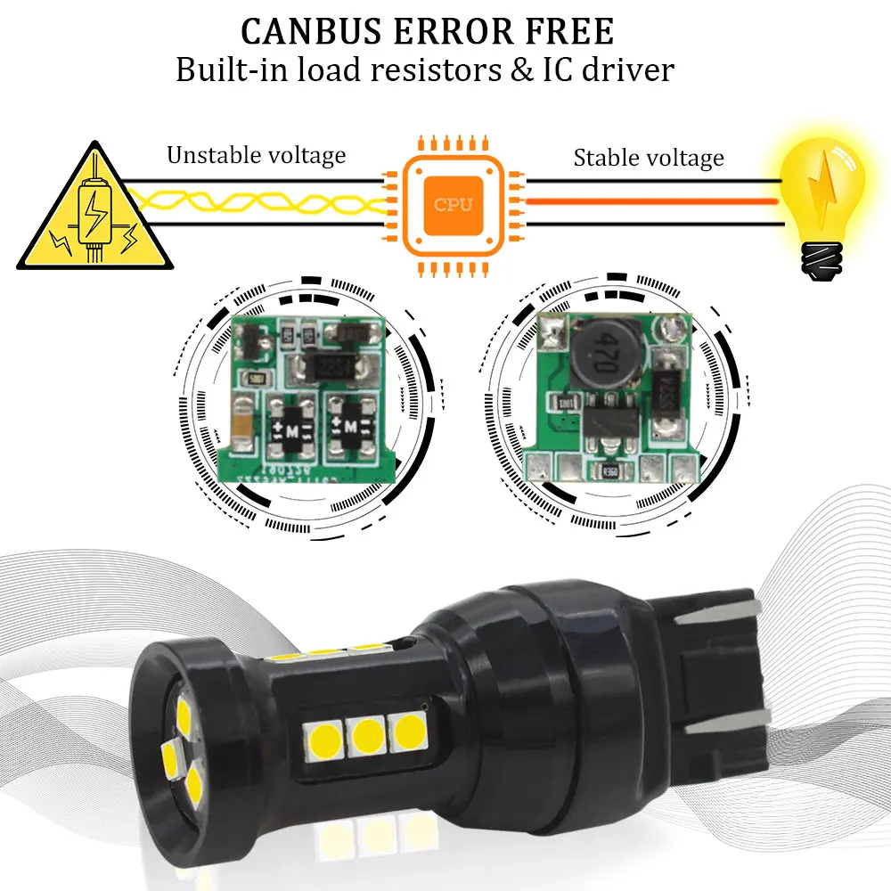 KAMMURI ȭƮ W21/5W LED CANBUS   7443 T20 W21 5W LED  2009-2016 Fiat 500 led Day DRL ְ  