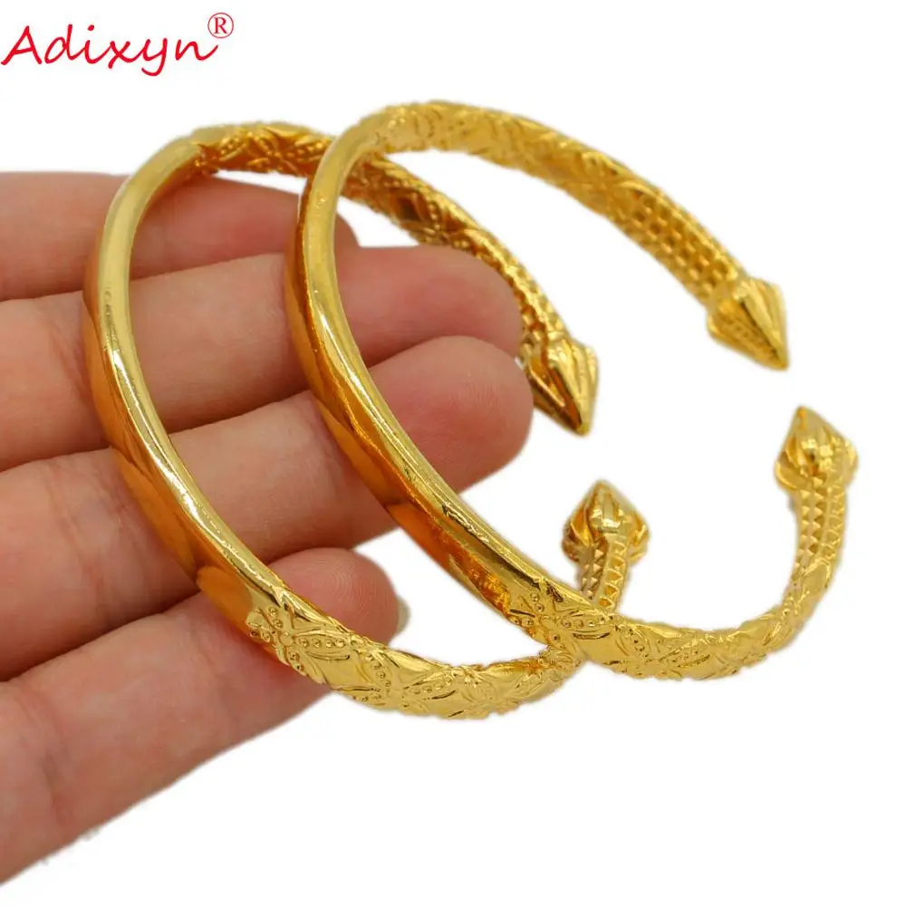 2PCS Openable Gold Bangles bangle bracelet for Women/Men Gold Color Bracelet Jewelry Ethiopian/African/Arab Gifts N071015