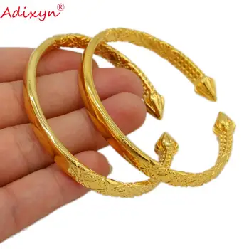

Adixyn 2PCS Openable Gold Bangles for Women/Men Gold Color Bracelet Jewelry Ethiopian/African/Arab Gifts N071015