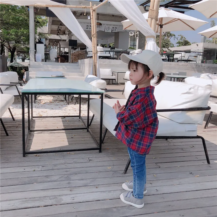 Autumn New Style Korean-style Childrenswear Men And Women Child Baby Plaid Casual Shirt Versatile Shirt