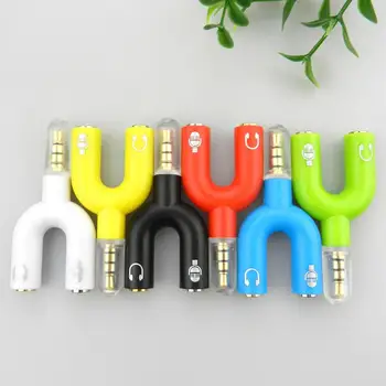 

U Type Adapter Dual 3.5 MM Headphone Plug Audio Cables Splitter Microphone 2 in 1 Swivel Connector for Smartphone MP3 MP4 Player