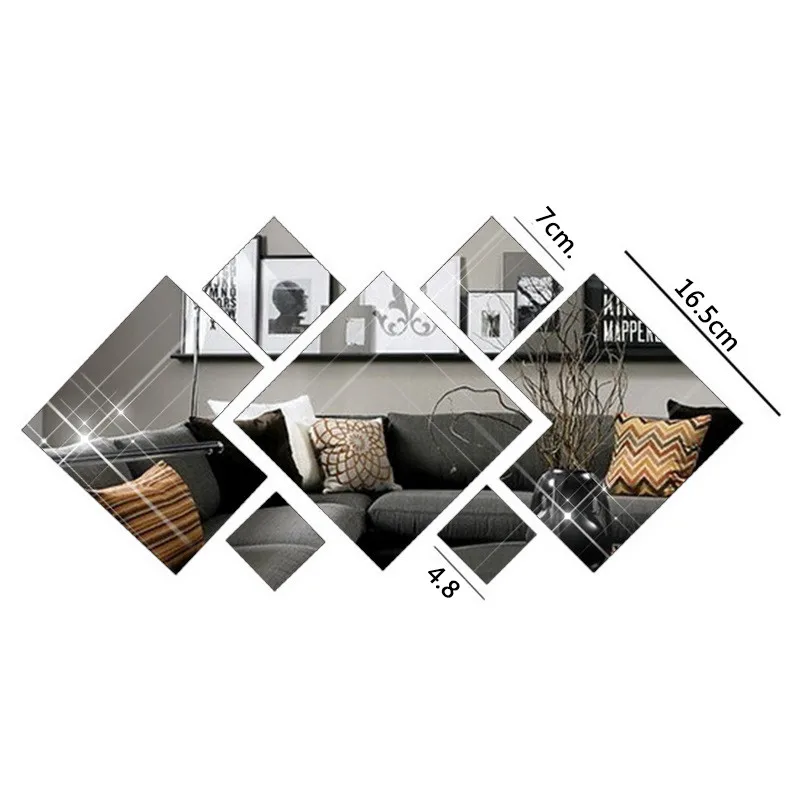 

DIY 3D Mirror Wall Sticker Acrylic Mirror Decal Tile Wall Square Self Adhesive Room Decor Stick On Modern Art Decoration Hot