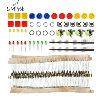 

1 Set Handy Portable Resistor Kit for arduino Starter Kit UNO R3 LED potentiometer tact switch pin header
