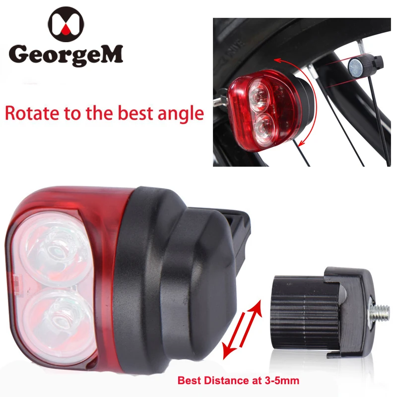Best GOMGIRONA Magnetic Induction Riding Warning Mountain Bike Light Cycling Rear Front Tail Wheel Light with Holder Bike Accessory 4