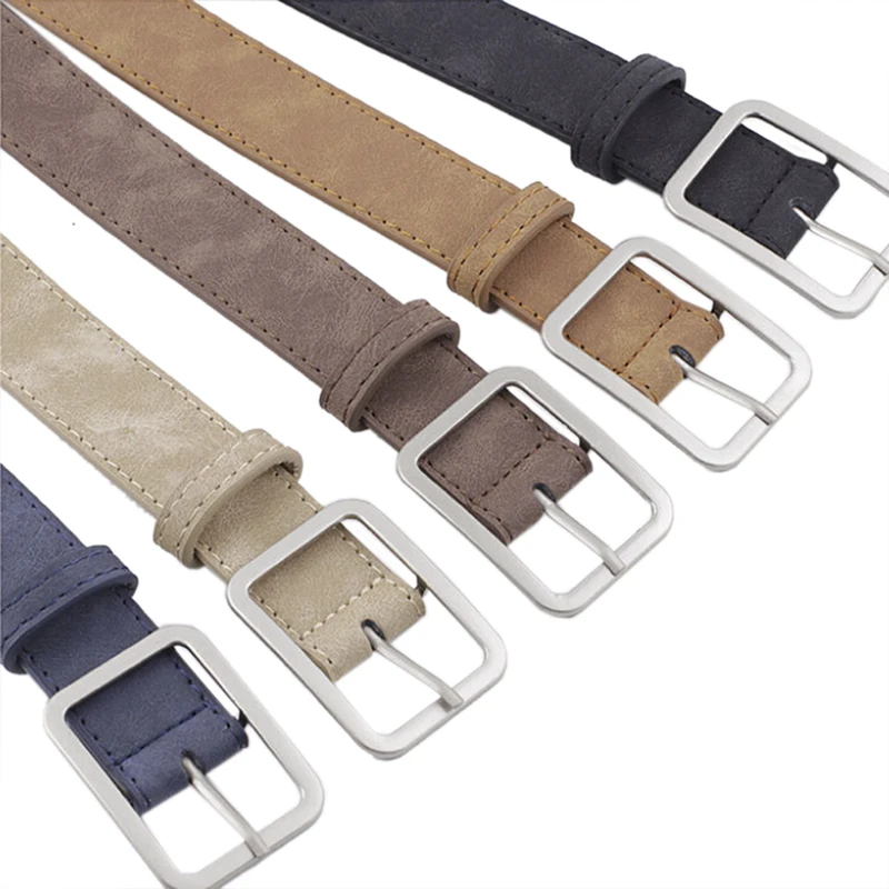 

New Designer Black Brown Navy Wide Leather Belt Waistband Female Vintage Square Pin Buckle Waist Belts For Women Dresses