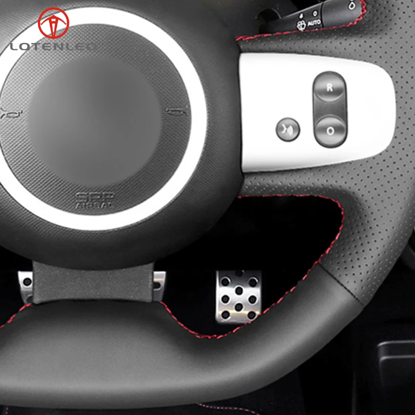 LQTENLEO черная искусственная кожа DIY ручной сшитый чехол рулевого колеса автомобиля для Renault Twingo 3- Twingo RS
