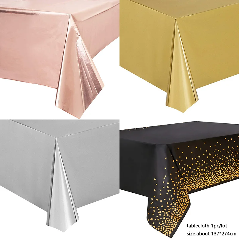 Rose-Gold Tablecloth Wedding-Decorations Happy-Birthday-Party-Supplies Adult Gold/silver