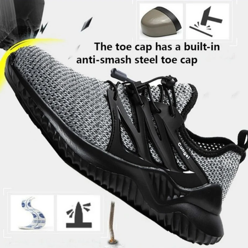 Cungel Женская защитная обувь со стальным носком, Мужская Безопасная рабочая обувь, промышленная конструкция, дышащие кроссовки, защитные ботинки wark
