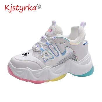 

Kjstyrka 2020 Women Summer Mesh Platform Height Increasing Walking Casual Shoes Woman Hidden Wedge Sneakers Women Thick Sole