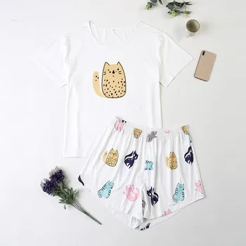 

2020 Summer Plus Size Pajamas Home Wear Short Sleeve Loose Pyjamas Women Sexy Lingerie Pajamas for Women Sleep Tops Sleepwear