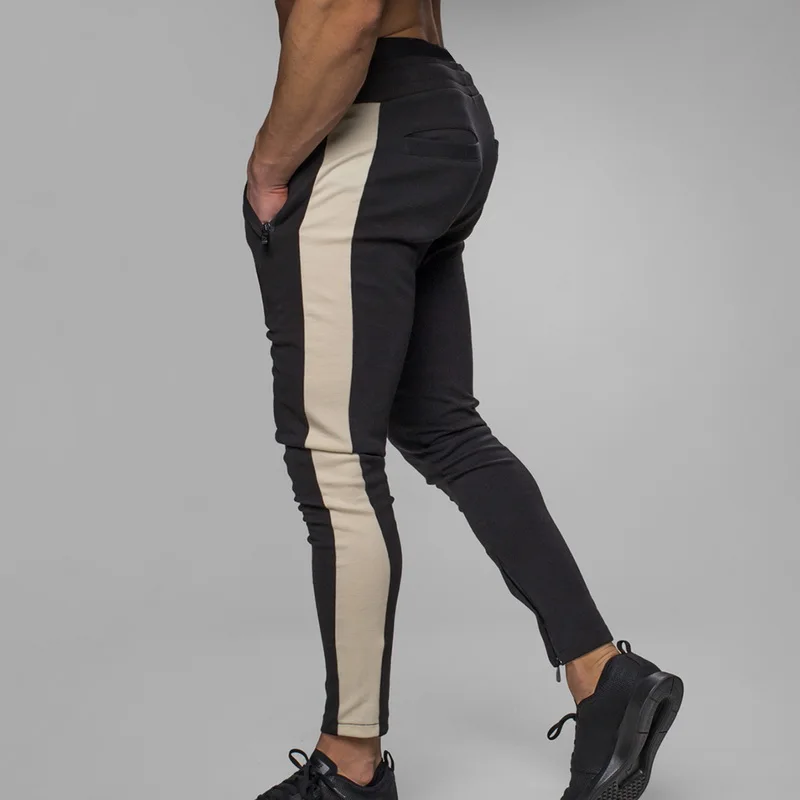 Новые мужские хлопковые трикотажные бегущие Свободные тренировочные брюки фитнес-Спорт мужские тренировочные брюки повседневные тонкие длинные брюки на шнурке брюки