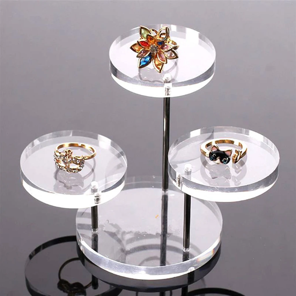 

3-Tier Clear Acrylic Round Pendant Necklace Bracelet Display Stand Set of 1