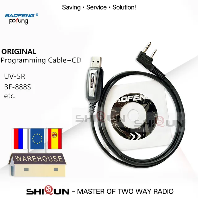 USB Cavo di Programmazione per Baofeng UV-5R UV-82 BF-888S UV-S9 Più UV-10R UV-82HP UV-5RA Driver del Cavo di Programmazione Con Il Software CD 1