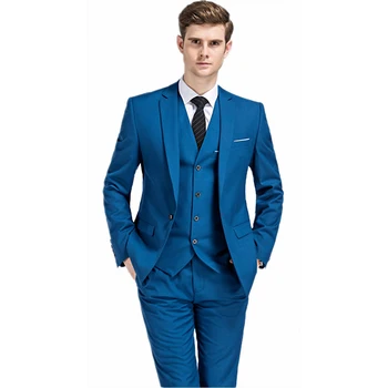 

[XZ07] Mens Classic Simple Style Business Tuxedo Three Pieces Single Breasted Groomsmen Suits Solid Color Blazer Coat
