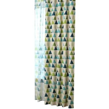 

Geometric Blackout Curtains Room Darkening Cloth Window Curtains Triple-cornered Printed Living Room Kids Sheer Curtains