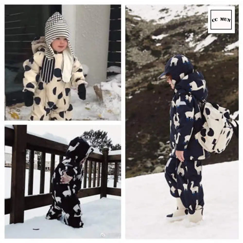 

2019 MRMI boys and girls baby Nordic wind cute alpaca waterproof windproof snow skiing conjoined cotton