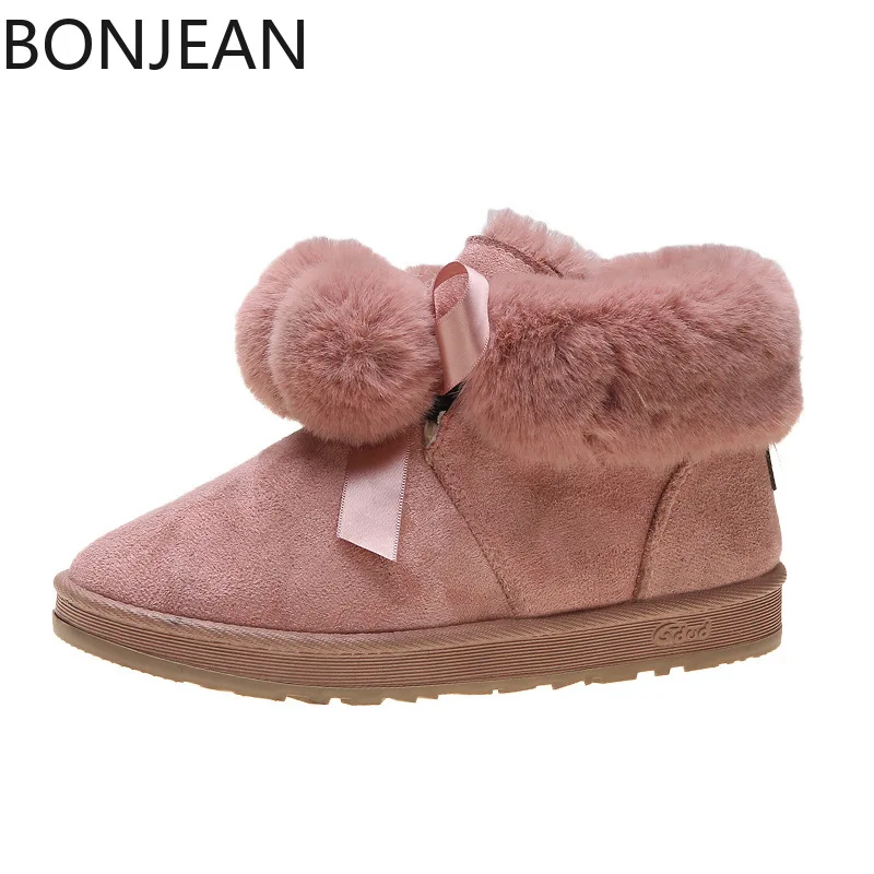 Women's Winter Snow Flat Boots Shoes Fashion Pink Black Warm Soft Nap Casual Ladies Grils Ankle Christmas Outdoor Bottes Femme |