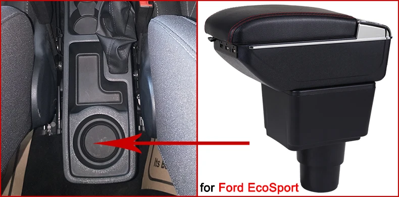 Для Ford EcoSport подлокотник коробка EcoSport Универсальный Автомобильный центральный подлокотник коробка для хранения держатель стакана, пепельница аксессуары для модификации