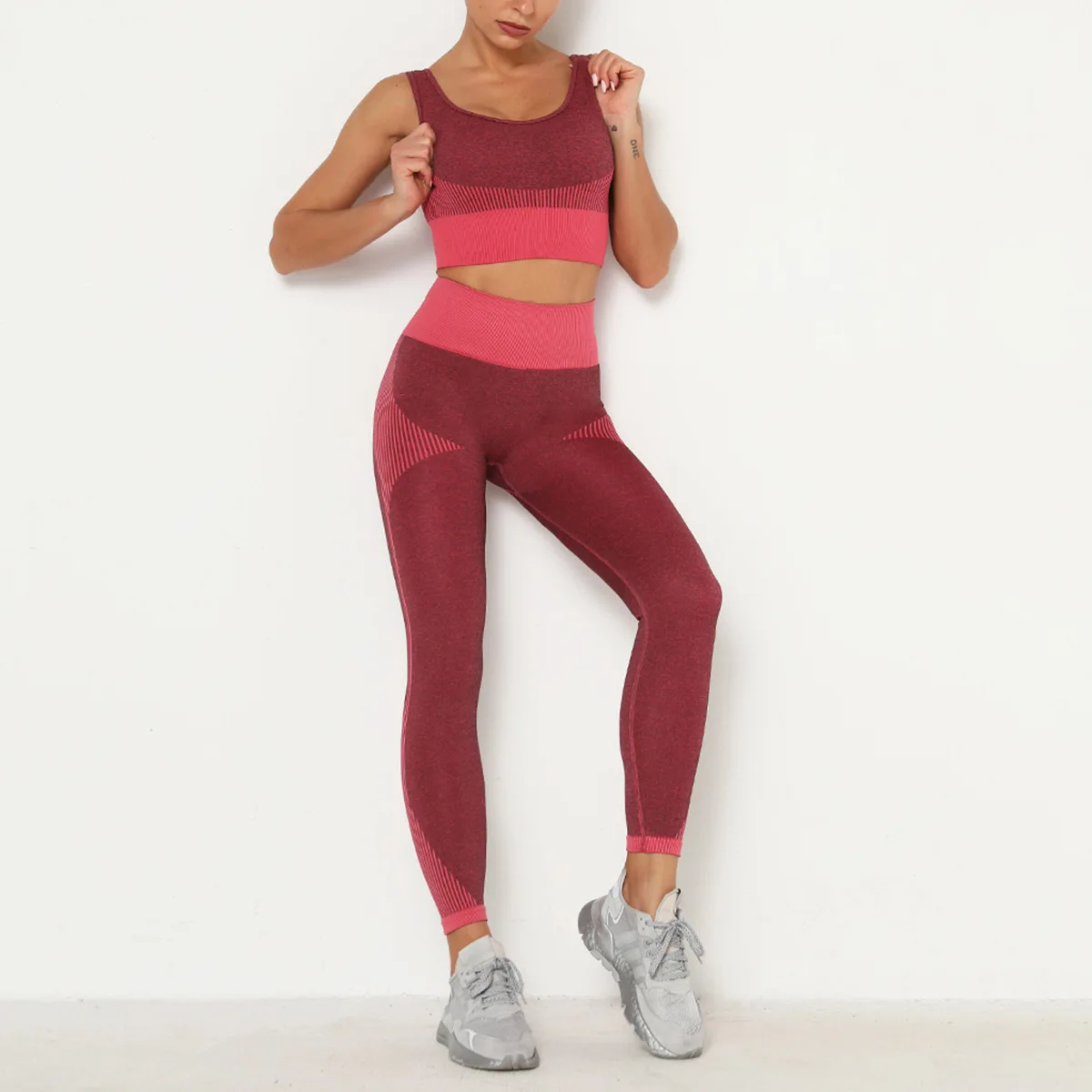 2022 Seamless Suits Leggings Women Gym SetsFemale High Waist Yoga Pants Tracksuit Women Fitness Clothing 2 Piece Set Vest Top