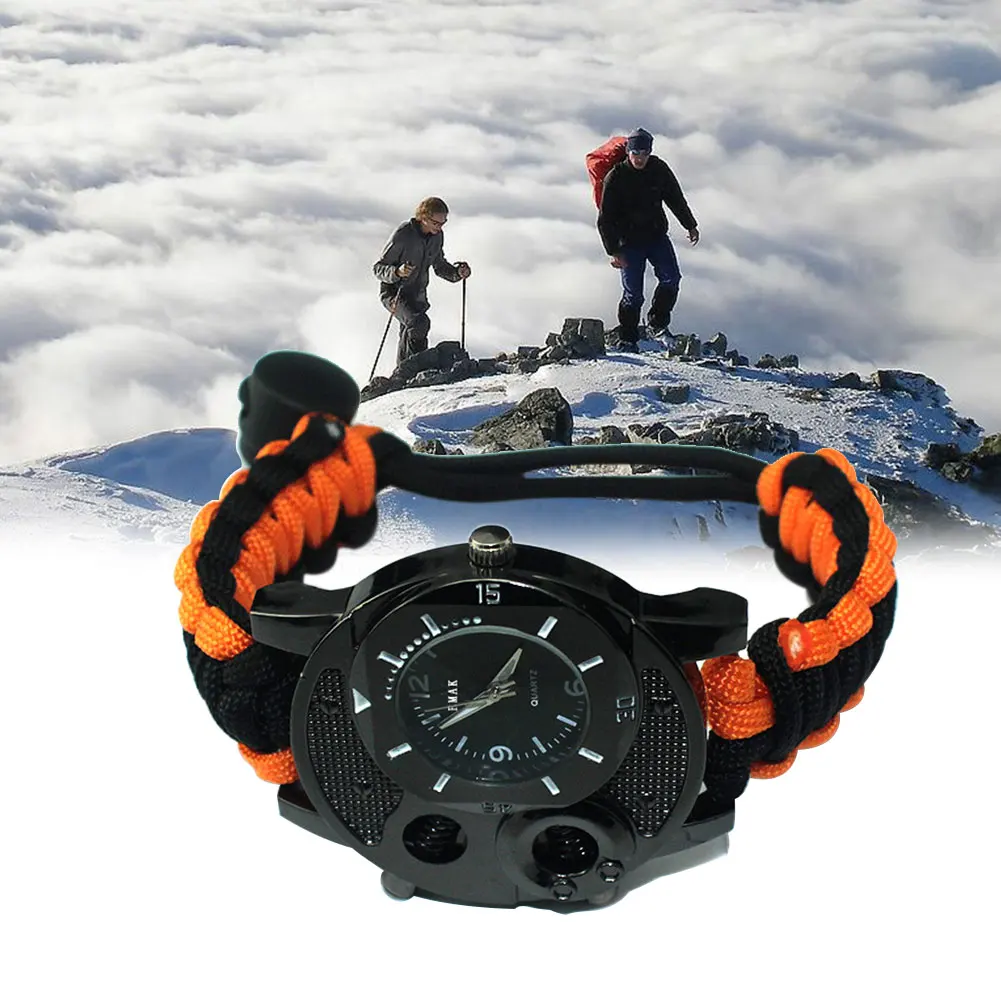 

Wrist Bracelet Paracord Watch Nylon Strap Rescue Emergency Mountaineering Adjustable Spring Clasp Outdoor Survival Fashion