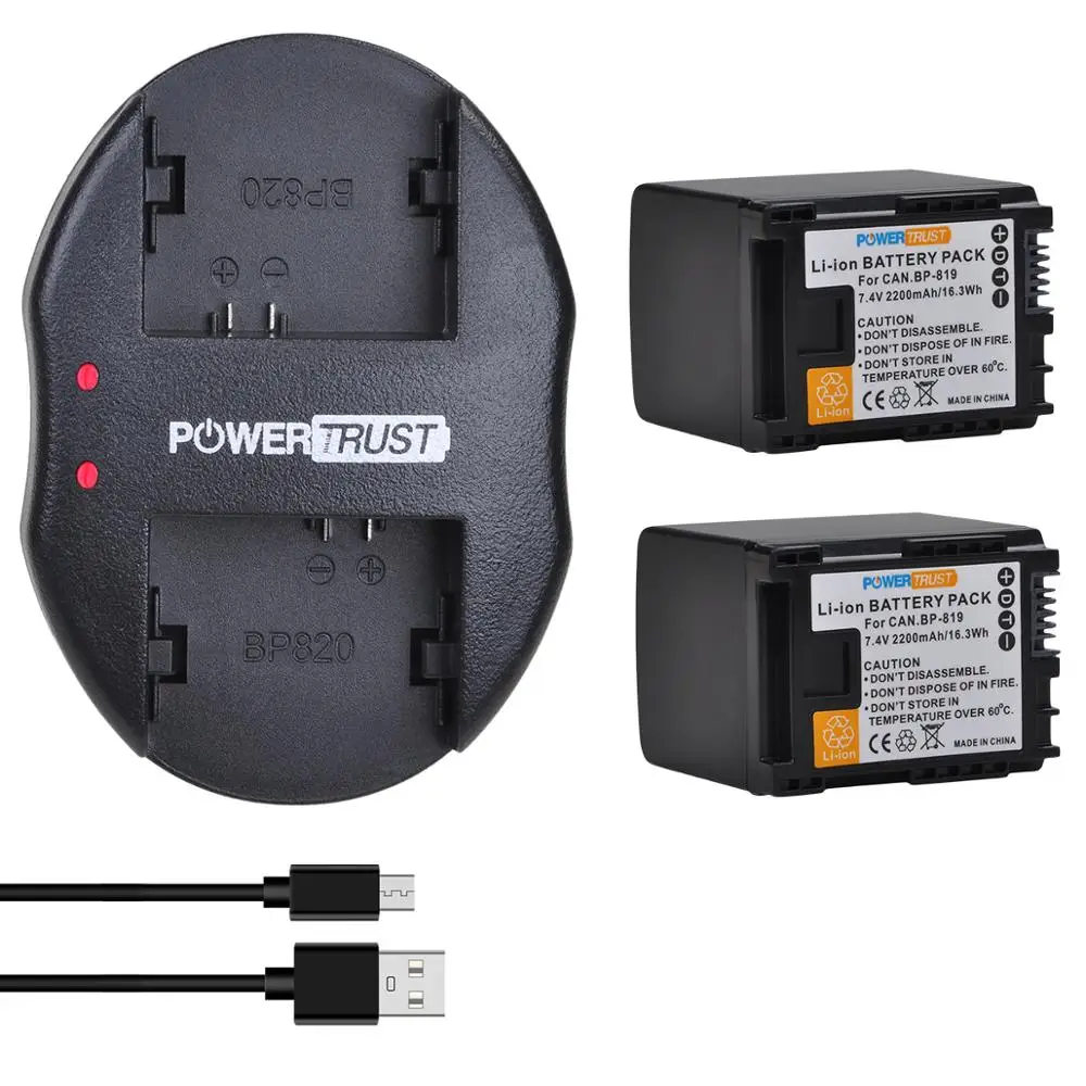 2200Mah Bp-819 Bp 819 Battery Pack + Usb Caricatore Doppio Per Canon Legria Hf10,Hf11,Hf20,Hf21,Hf100,Hf200,Hf G10,Hf M30,Hf M31,Hf M32