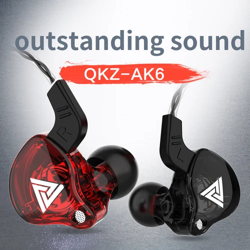 QKZ AK6 구리 드라이버 HiFi 유선 이어폰, 레이스 스포츠 헤드폰, 베이스 스테레오 헤드셋, 음악 이어 버드, 3.5mm, 마이크 포함 2