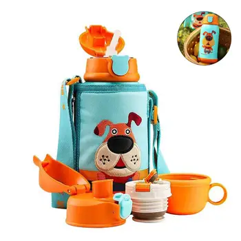 

Thermos Cup Vacuum Cup Snug Flask For Kid Puppy Pattern Children Multifunctional Mug Suction Nozzle Straw Stainless Steel Cup