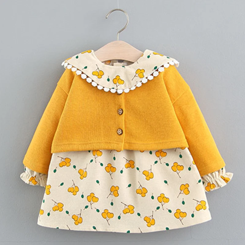 Милое платье для маленьких девочек vestido Infantil/платье-пачка принцессы с длинными рукавами для вечеринки и свадьбы + пальто для малышей на