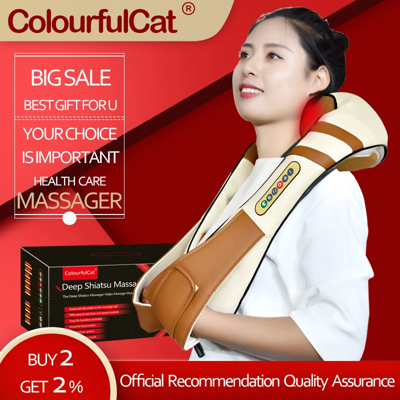 Deep Tissue Kneading Massage for Full Body Car Office Shiatsu Neck Back and Shoulder Massager with Heat Intensity Adjustable Mac