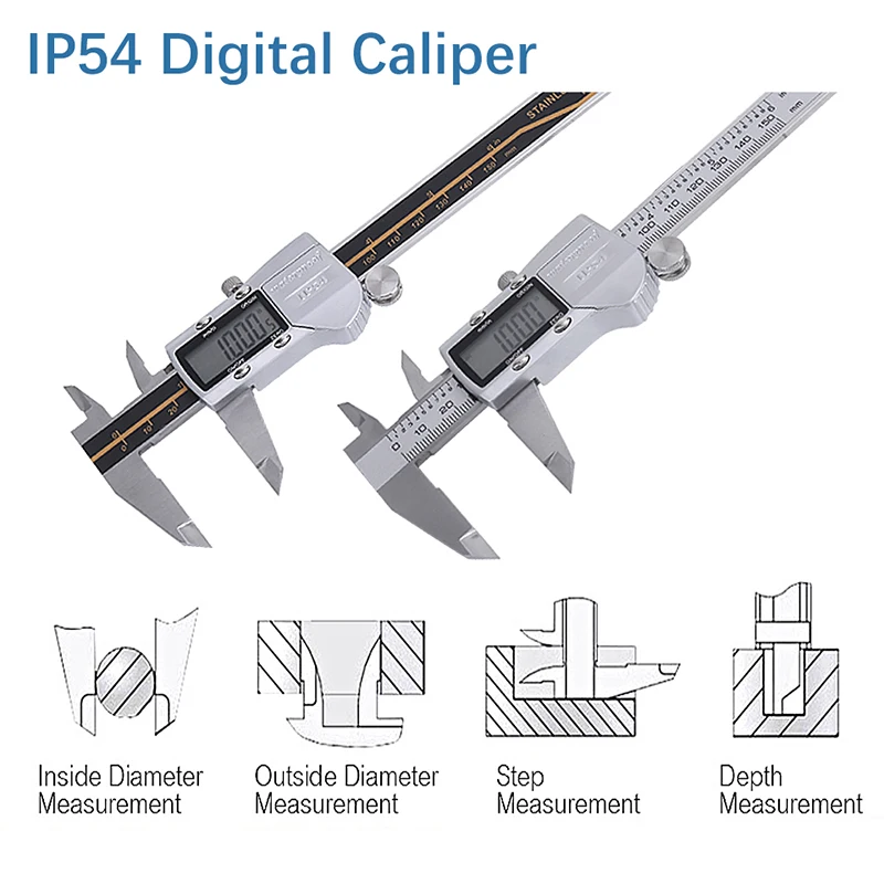 US $25.89 Electronic LCD Digital Display Vernier Calipers 0150mm Stainless Steel IP54 Waterproof High Precision Calipers Measuring Tools