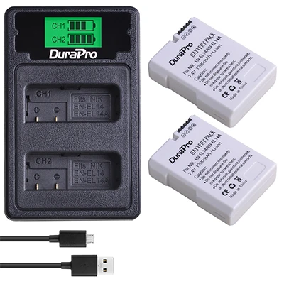 2 Battery Set 2 шт. rechargeable EL14A литий-ионная аккумуляторная батарея+ ЖК-Зарядное устройство USB с типом C для Nikon d5300 d5200 d5100 d3100 d3200 P7100 - Цвет: 2 Battery Set