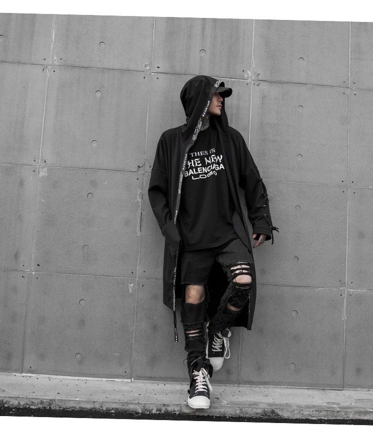 Индивидуальная тонкая ветровка мужская тренд в Tide Street Cool Dark system шаль Свободное пальто сценический длинный Тренч пальто для мужчин