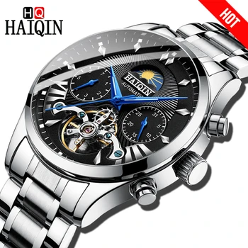 HAIQIN hombres relojes de marca superior automático de lujo/mecánico/reloj de lujo para hombre reloj deportivo reloj de pulsera para hombre tourbillon 55