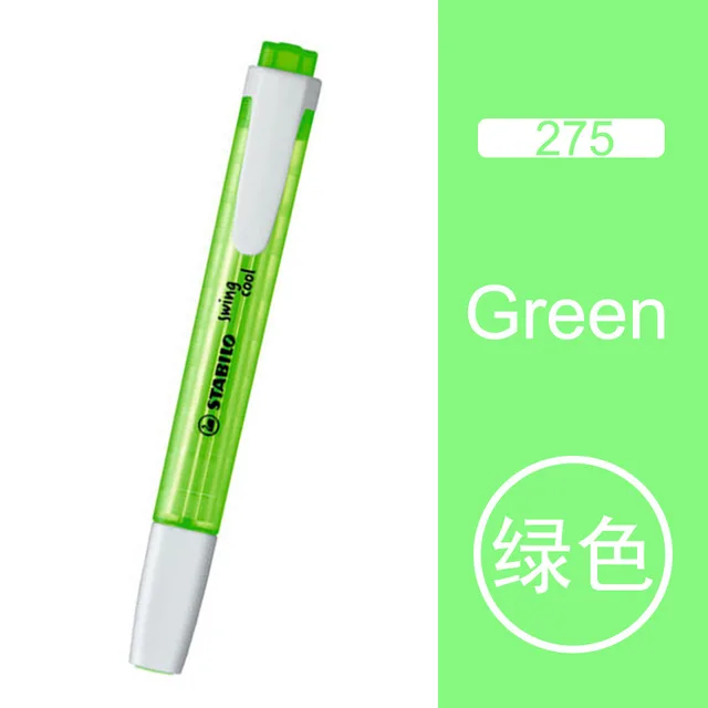 Stabilo кристаллический стержень PP материал хайлайтер 1 шт. SwingCool 275 не токсичный маркер ручка для офиса/студента с маркером - Цвет: Green