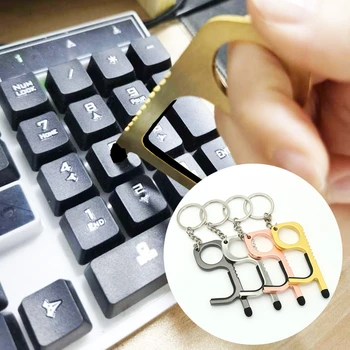 

Portable No Touch Keychain Anti-skid Device Handheld Non-Contact Door Opener Zero-touch Door Hook Door Handle Elevator Tools New