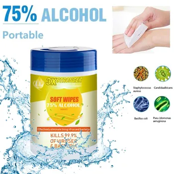 

75% Disinfecting Alcohol Wipes Disposable Hand Wipes Skin Cleaning Bacteria Disinfection Wipes Alcohol Cotton 80Pcs/Bag