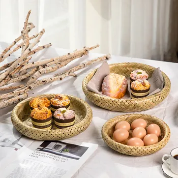 

Wicker Basket Plate Storage Tray Home Basket Sundries Organizer Home Plate