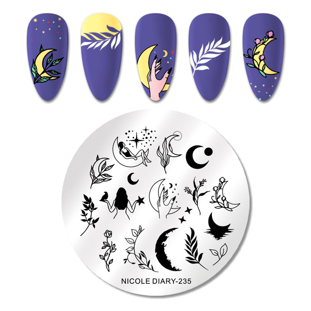 DIARY Line Flower Nail Stamping Plates Chinese Style Letter Pattern Nail Art Stamp Templates Face Leaf Printing Stencil