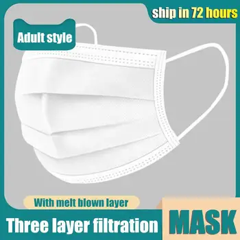 

Disposable Mask White Adult Three-layer Non-woven Fabric Cool Breathable Dustproof Ordinary Protection For Civil Use