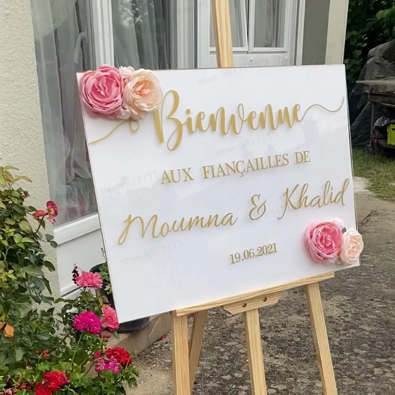 Mariage Bruiloft Welkom Teken Vinyl Stickers Custom Teksten Bruiloft Verjaardagsfeestjes Decals Unieke Bruiloft Spiegel Sticker Muurschilderingen